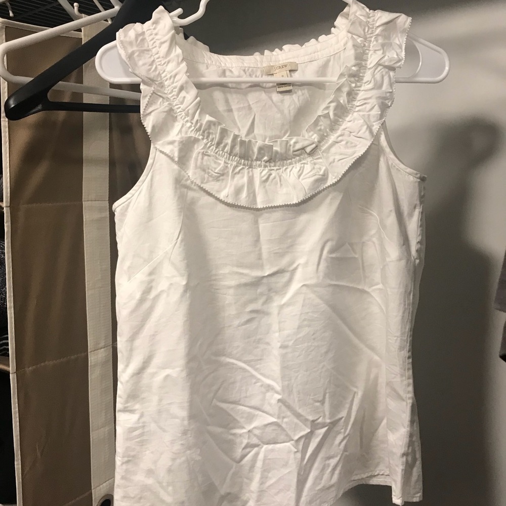 J. Crew white ruffle tank